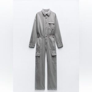 Zara gray cargo jumpsuit